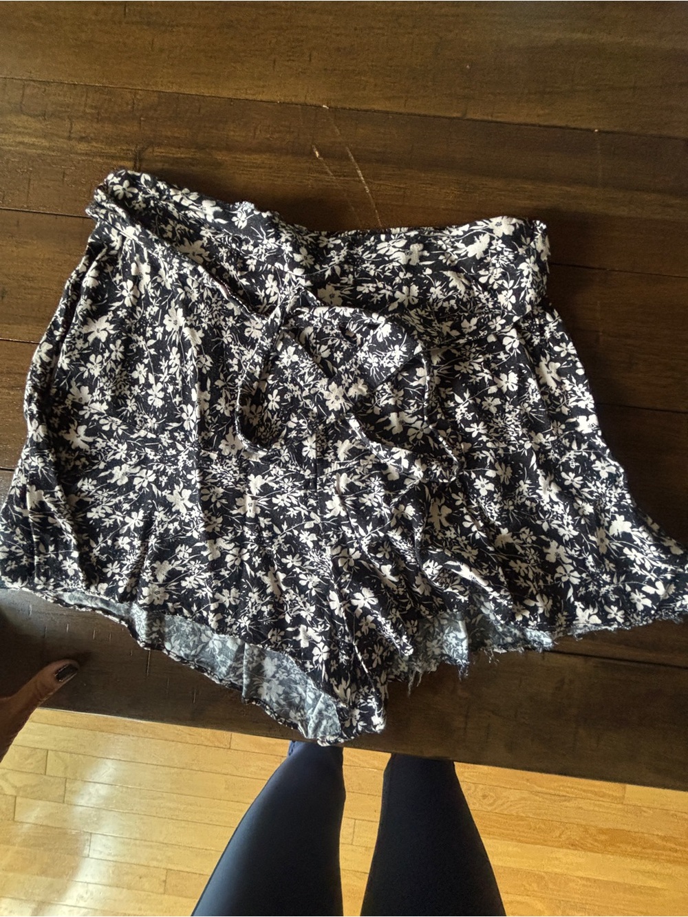 Floral Ruffle Women’s Shorts - Black & White